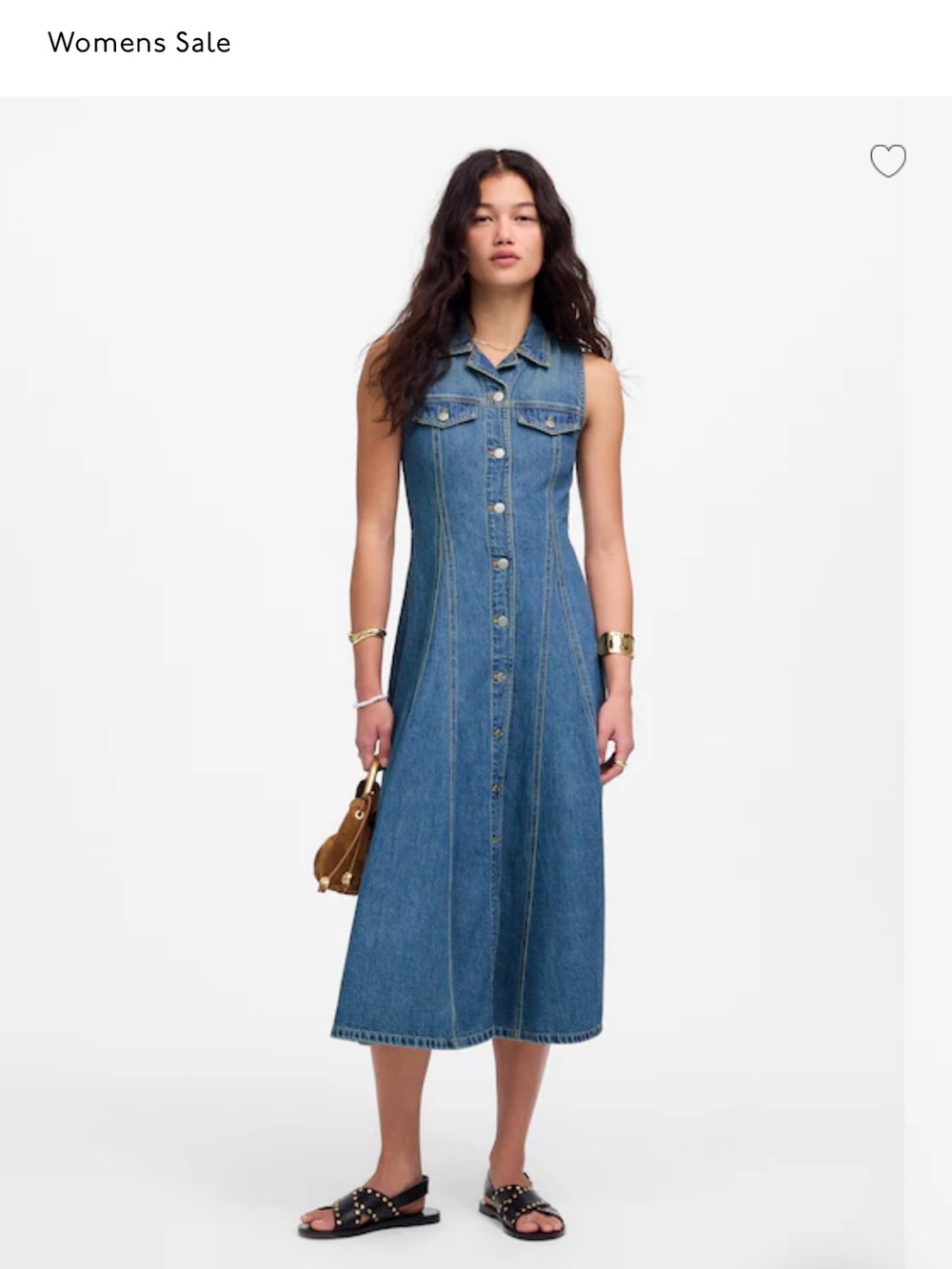 Madewell Sleeveless Denim Midi Dress in Medium Blue